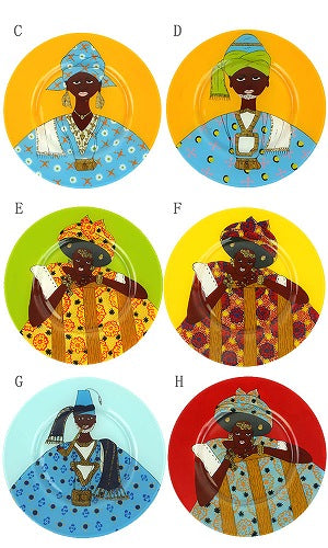 セネガルガラス絵 皿 M オールペイント | マンゴロベ