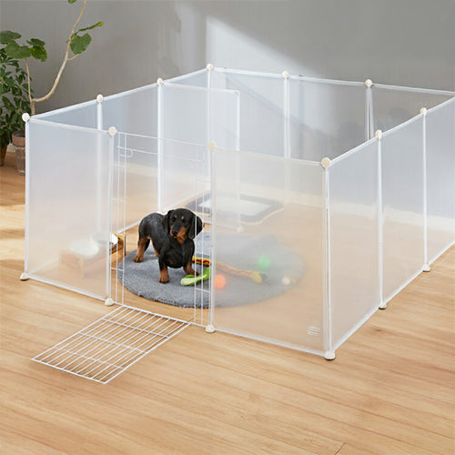 ペットフェンス 半透明 透明 置くだけ 50×70cm ドア付き 防水仕様 滑り