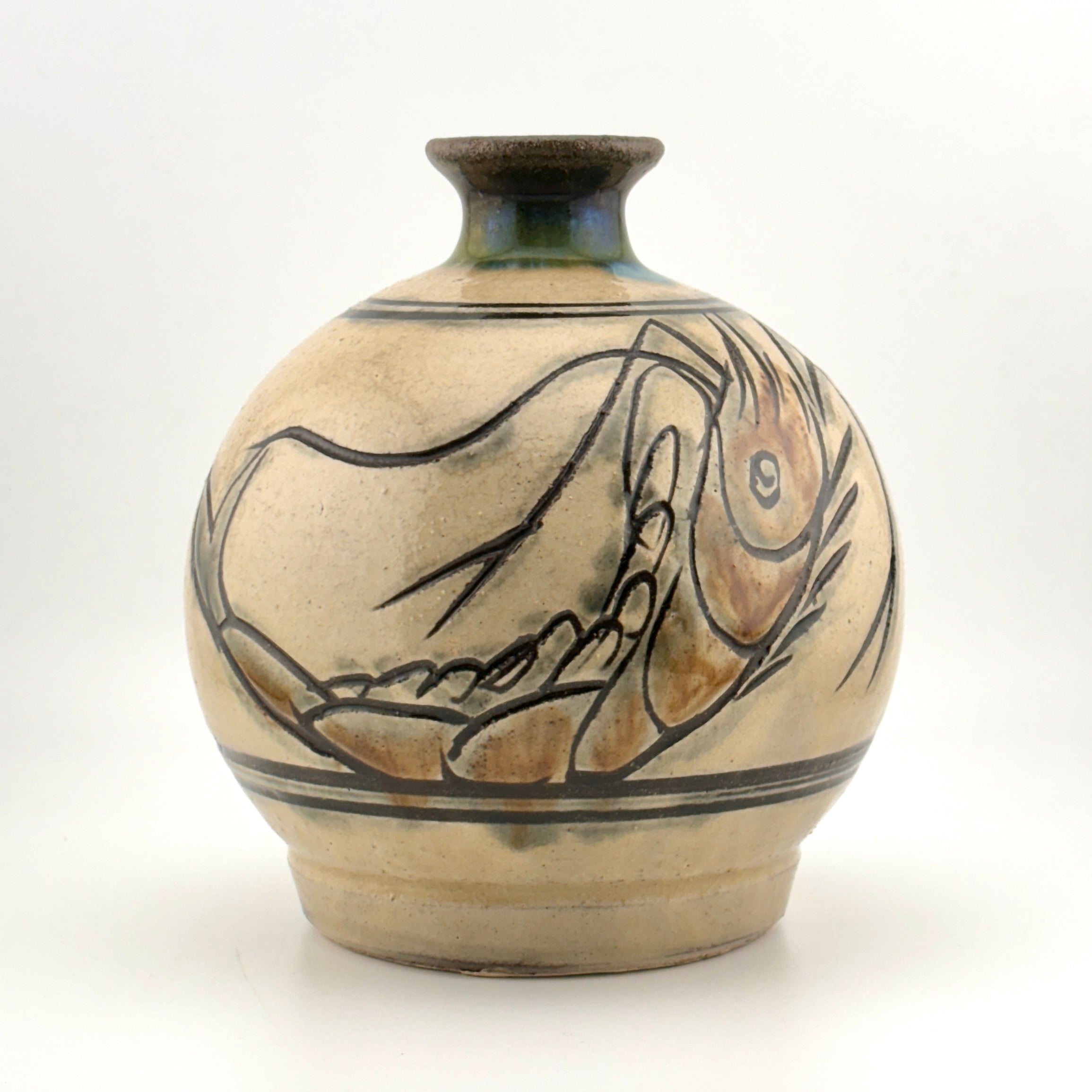 琉球 壺屋焼 金城秀義 小橋川永弘 やちむん 太鼓水差し 琉球 壺屋焼