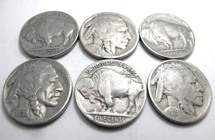 インディアン/バッファロー ニッケル 5セント 本物 ルテニウム&純銀