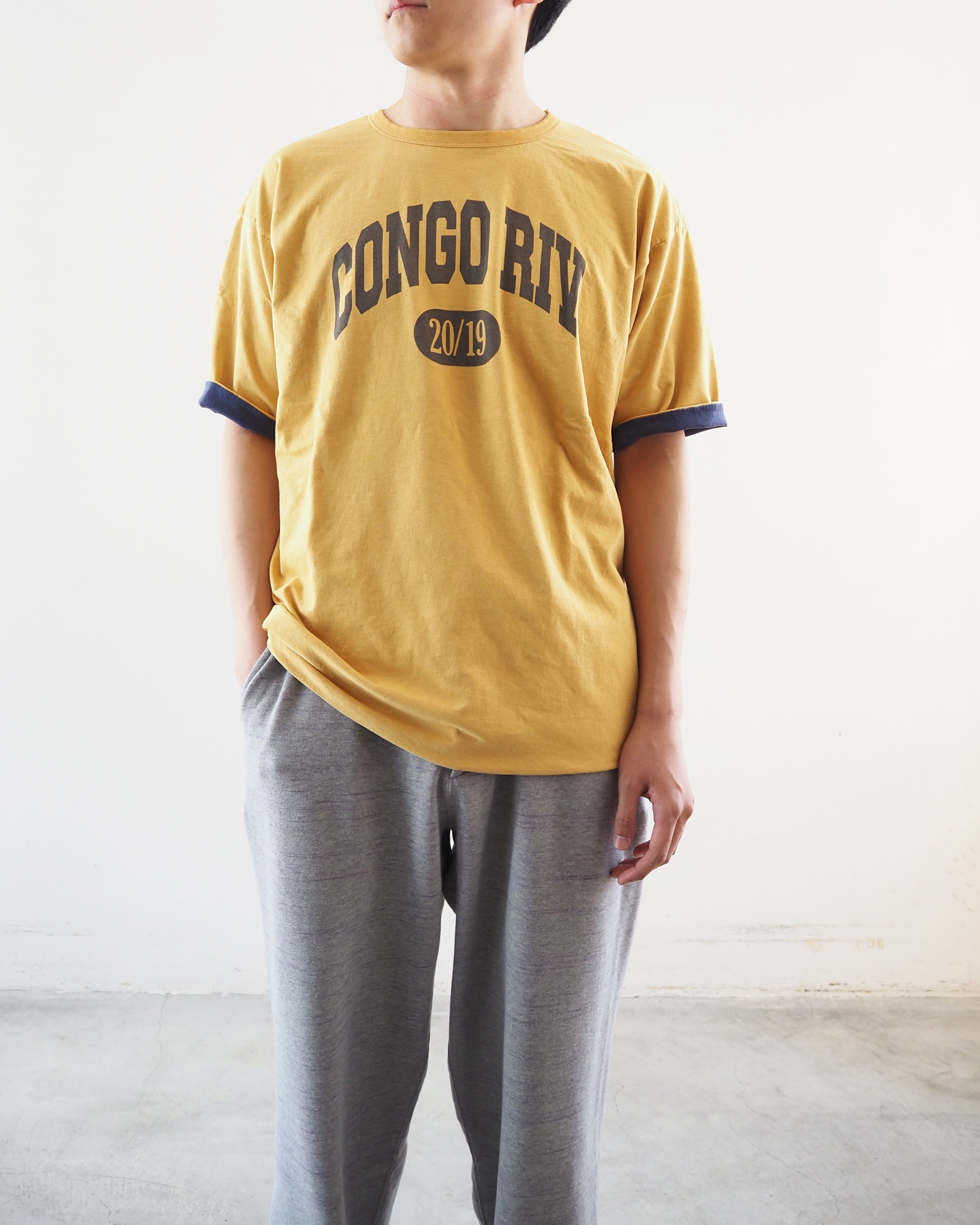 CIOTA リバーシブル半袖ティーシャツ, Yellow × Navy – Navyblue