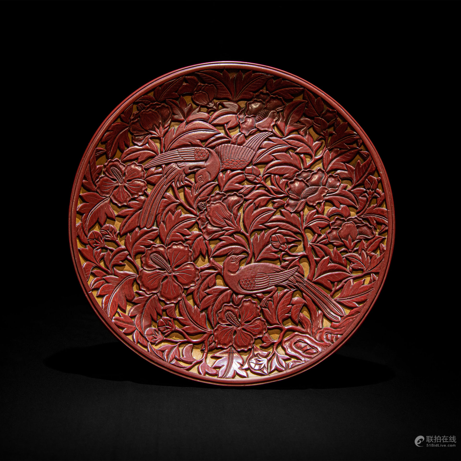 1127【時代 古玩 明治期 古銅 渡雲鋳 在銘 鳳凰 龍 幾何紋 水盤】