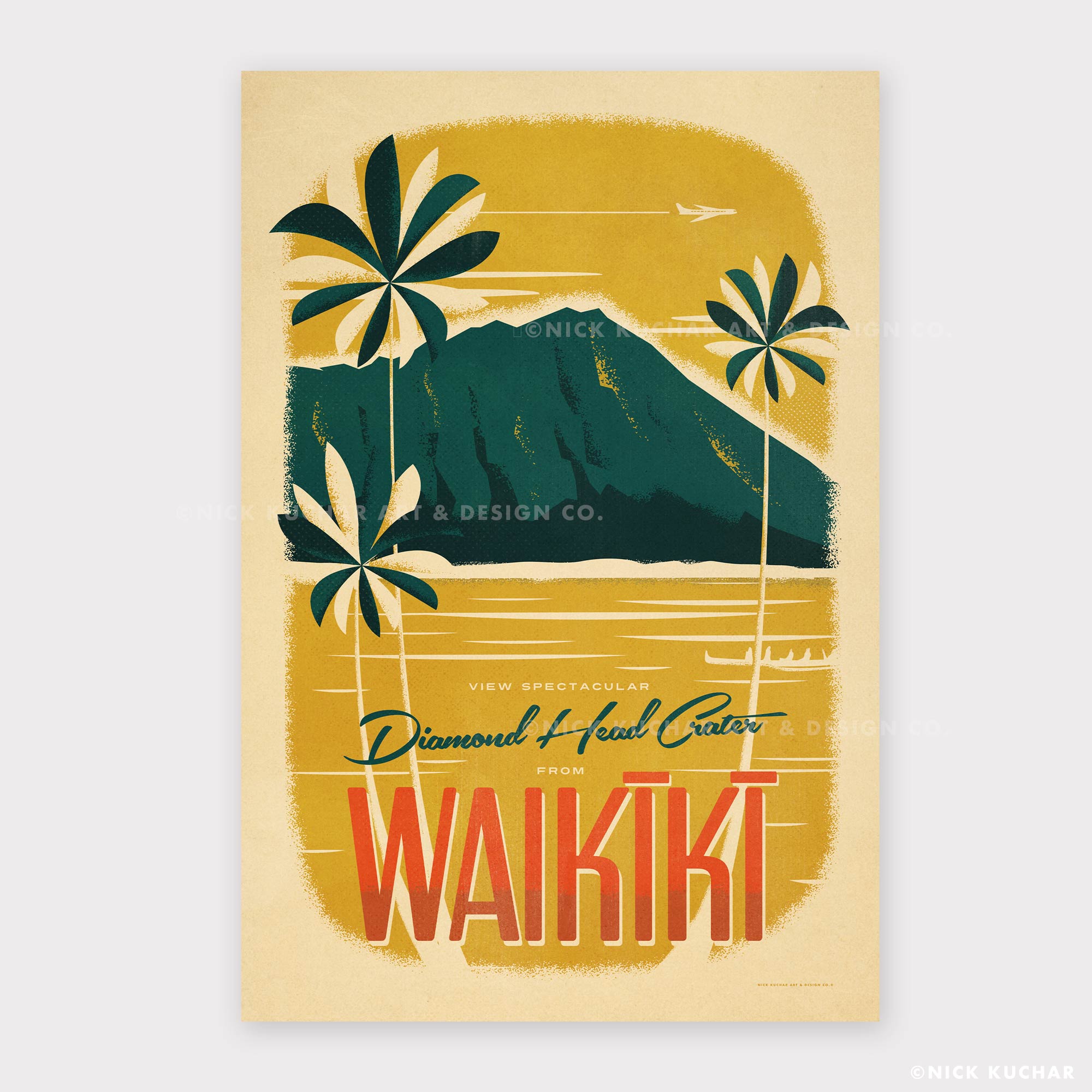 Diamond Head Crater Leahi Waikiki Hawaii Poster Print