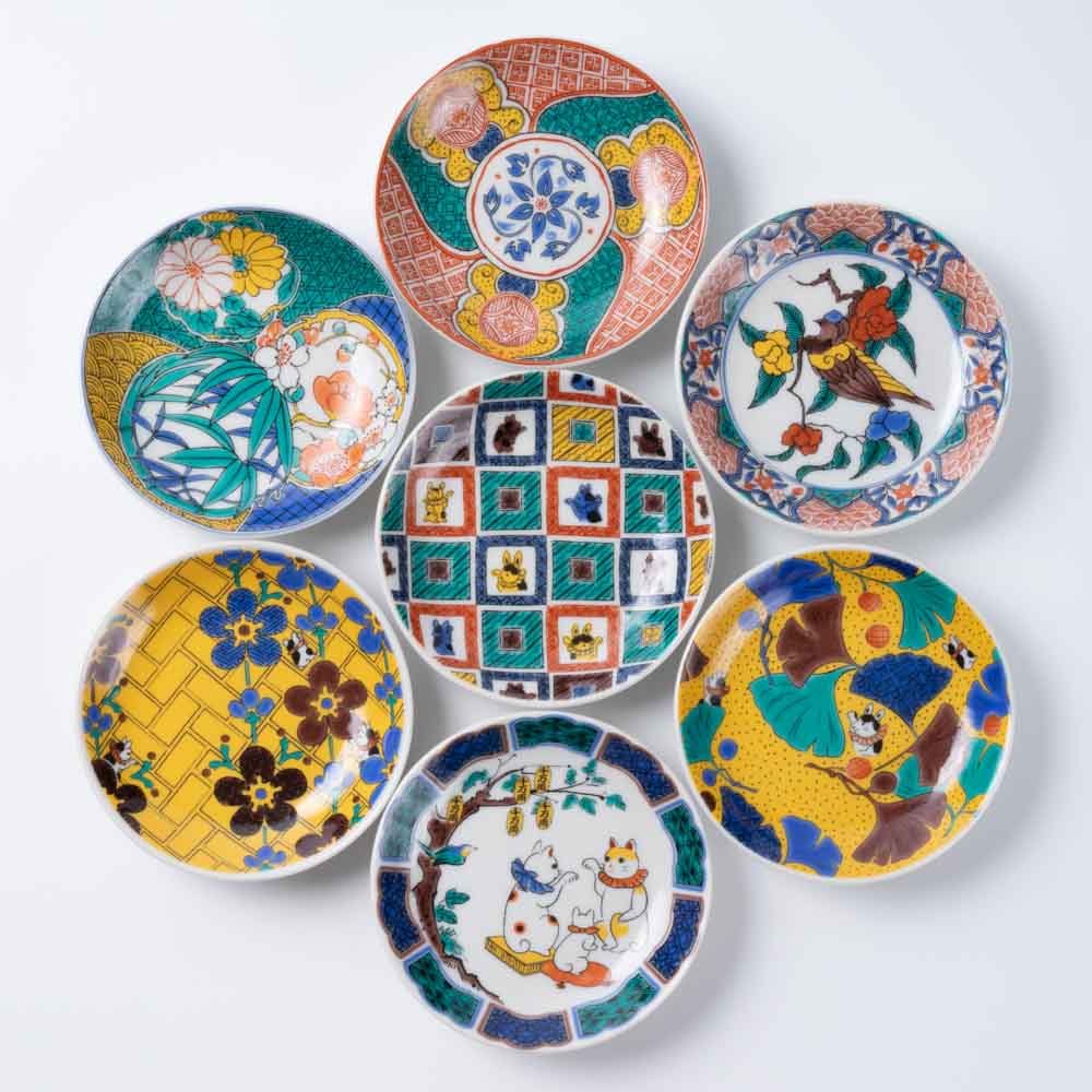 陶器皿3点セット 九谷焼 有田焼 骨董 数十年前の希少な1点物 陶器皿3点