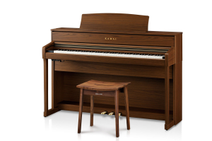 美品】KAWAI ピアノ椅子 ウォルナット 高さ調整可能 KAWAI/ピアノ椅子