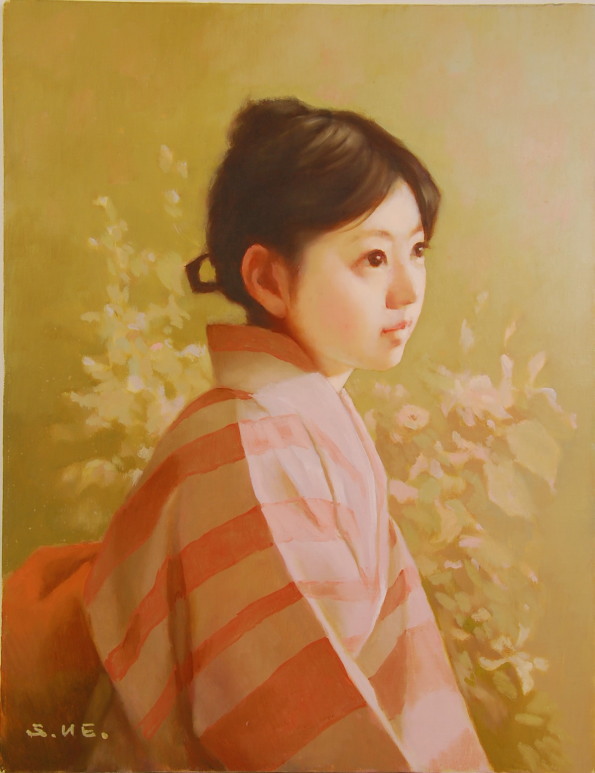 上尚司 少女像 絵画 額装 小田急百貨店購入 約70万円 40数年前 希少