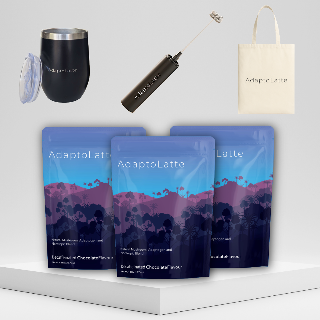アダプトラテ、アダプトラテデカフェ、公式マグカップの3点セット
