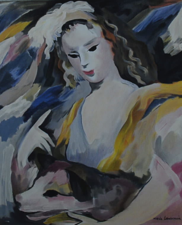 マリー・ローランサン『犬と女性』 リトグラフ 1925年 35.5x24.7cm