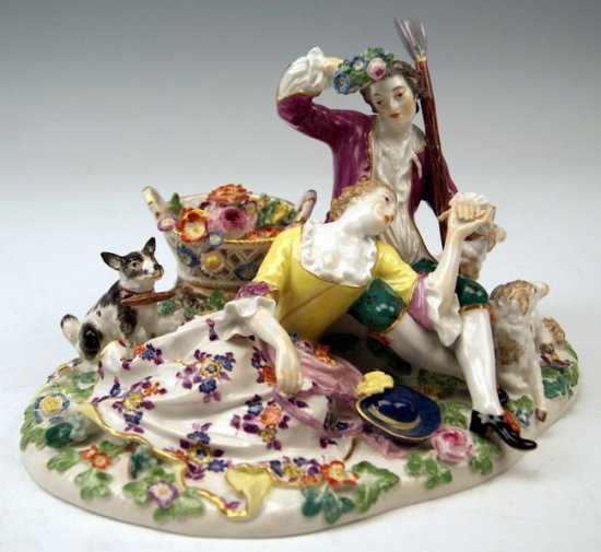 マイセン人形/フィギュリン 羊飼いの恋人たち（1860年ころ）型番号485