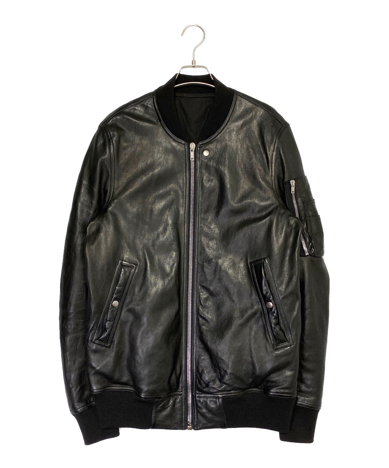 Pre-owned] RICK OWENS MA1 Leather Bomber Blouson RU02C7789-LNV