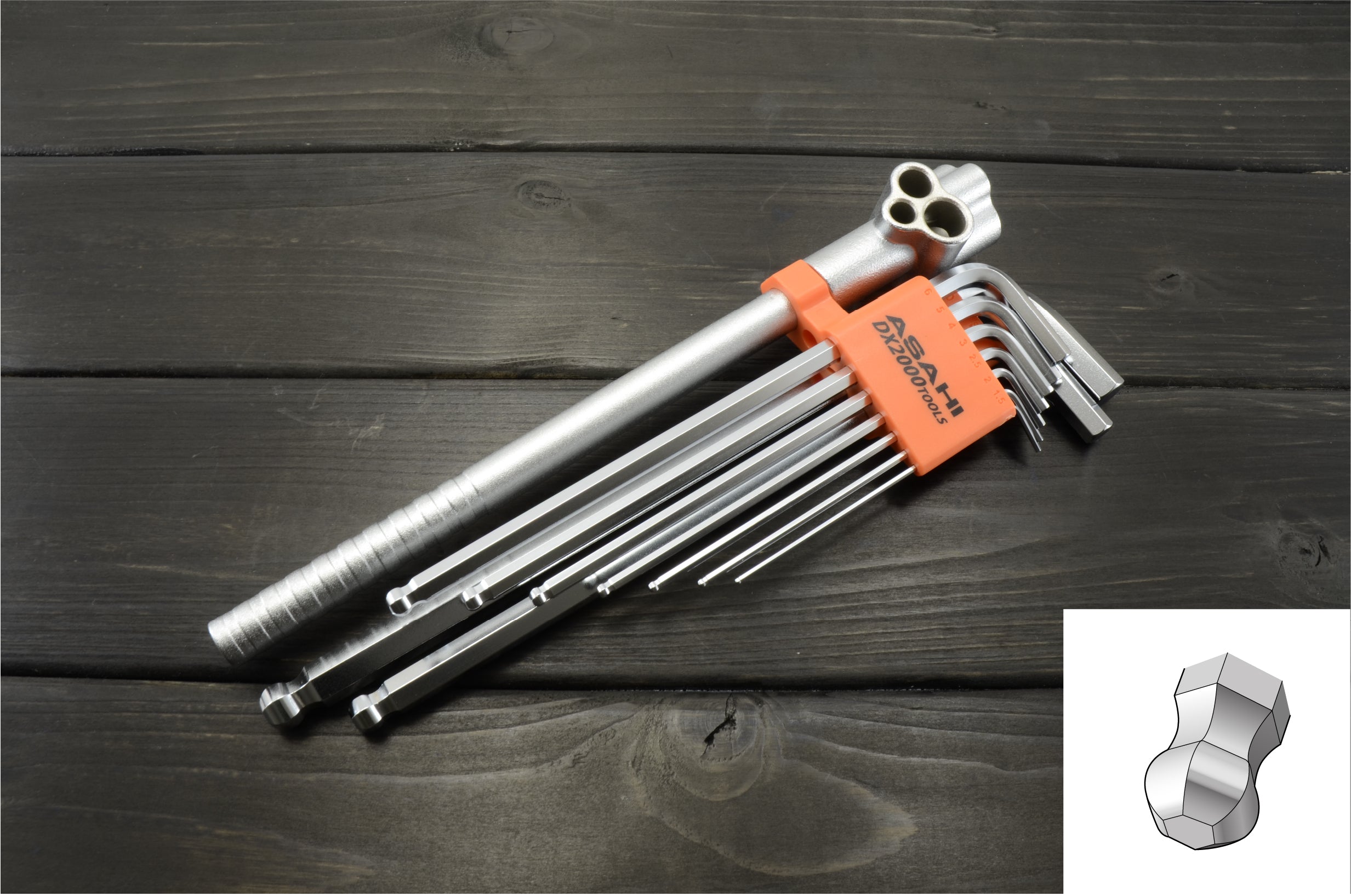 AQHS920 ボールポイント六角レンチセット ハンドル付き 9個入り