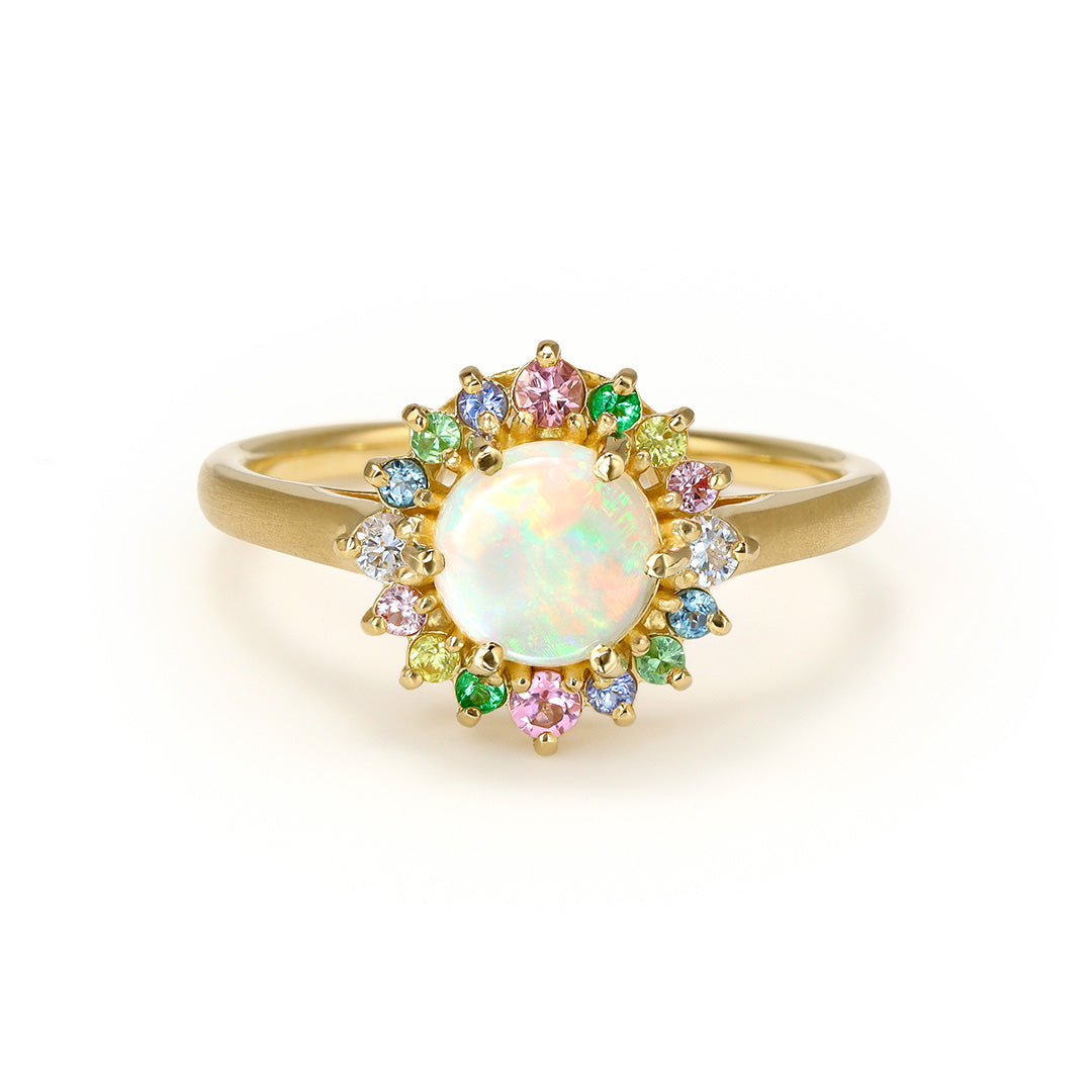 オパール(オーストラリア産)×マルチカラージュエル K10/K18/PTリング
