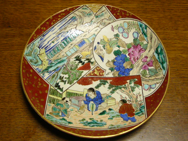 古九谷 庄三 九谷庄三 アンティーク 大皿 1客 421『九谷 花鳥 大皿』庄