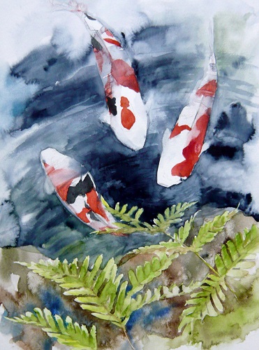 錦鯉 水彩画
