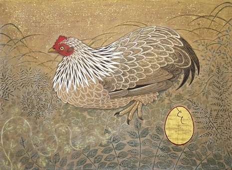 油絵 卵のふ化を見る鳥 油絵 卵のふ化を見る鳥 油絵 卵