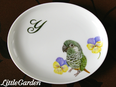 カラフルなインコの絵皿27センチ