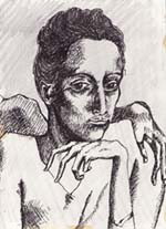 パブロ・ピカソ「貧しき食事」模写｜飴色色彩落書き館