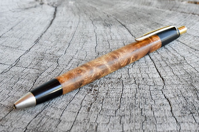 野原工芸 本店購入 マーブルウッド スタンダードボールペン 純銀斑紋