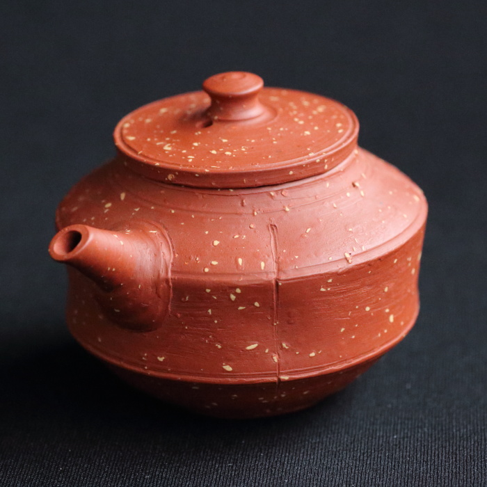 三代山田常山 梨皮朱泥宝瓶 常滑焼 満容量100ml 人間国宝