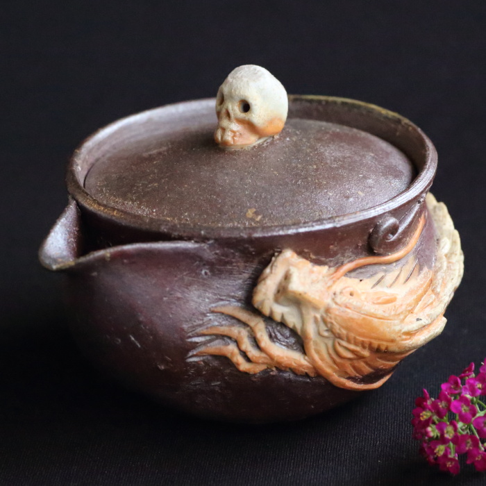 52.備前焼 宝瓶 登り窯 龍 りゅう リュウ 手びねり 急須 52.備前焼 宝