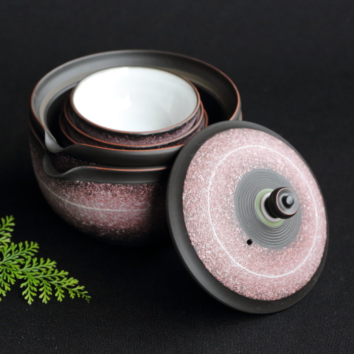 萩焼 茶器セット 宝瓶1 湯冷まし1 湯呑6（煎茶道具 煎茶器】 煎茶器