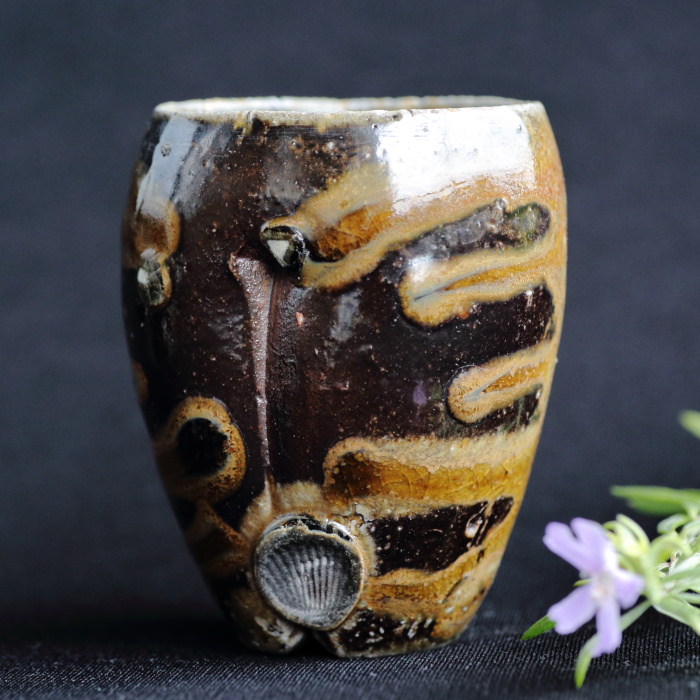 隠崎隆一 備前焼 作家物 陶芸品 花入 花器 ひょうたん 隠崎隆一 備前焼