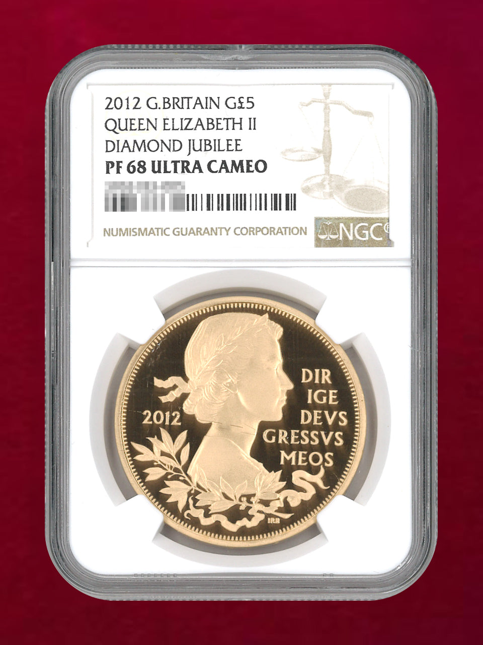 イギリス】エリザベス2世 即位60周年記念 5ポンド 金貨 プルーフ 2012