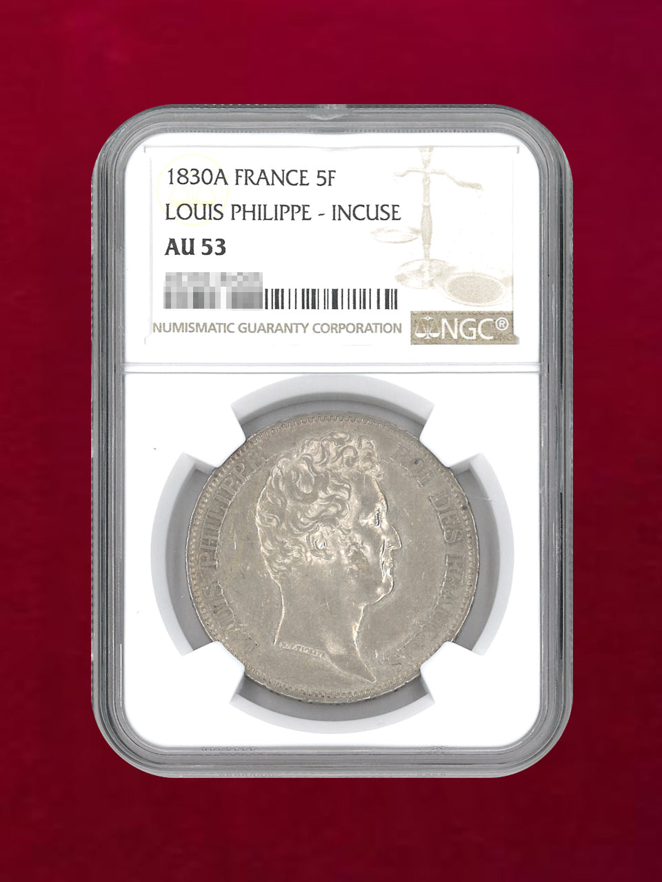 フランス】5フラン 銀貨 1830A NGC AU 53［B-0000372］ – ワールド