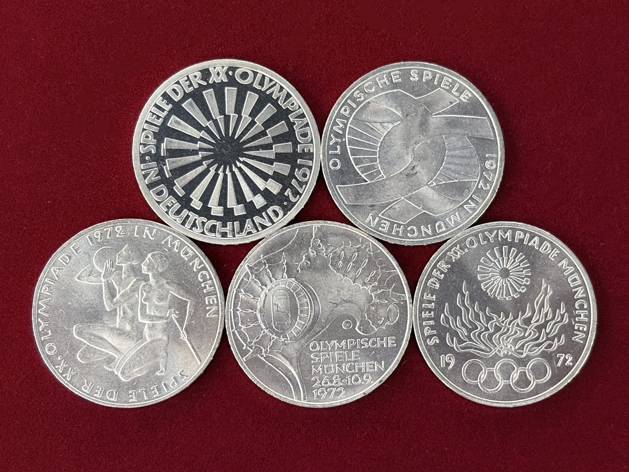 西ドイツ】ミュンヘンオリンピック記念 10マルク銀貨 5種セット 1972