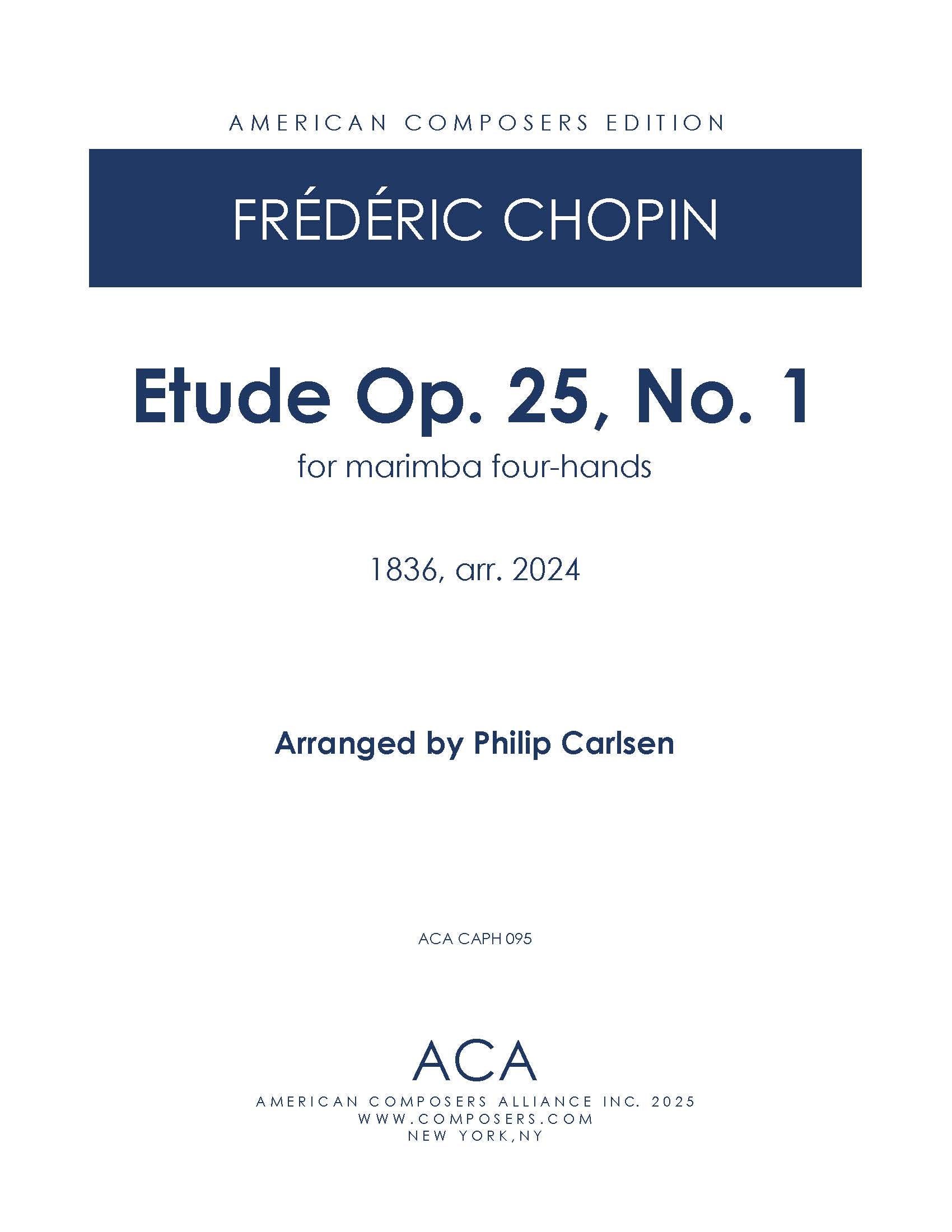Chopin: Etude Op. 25, No. 1 for Marimba Four-Hands – American
