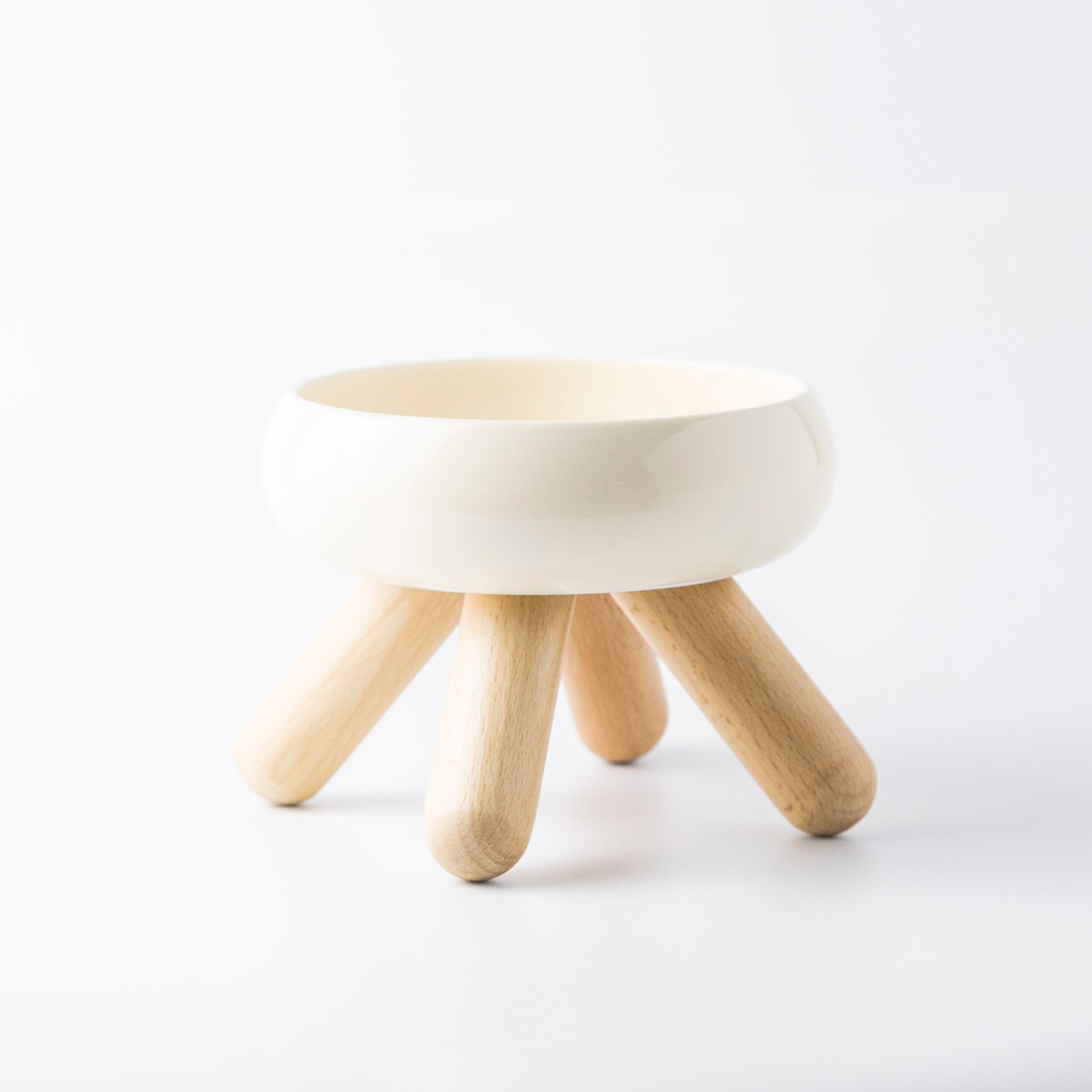 犬用・猫用フードボウル｜磁器のフードボウルと木製スタンド 180ml