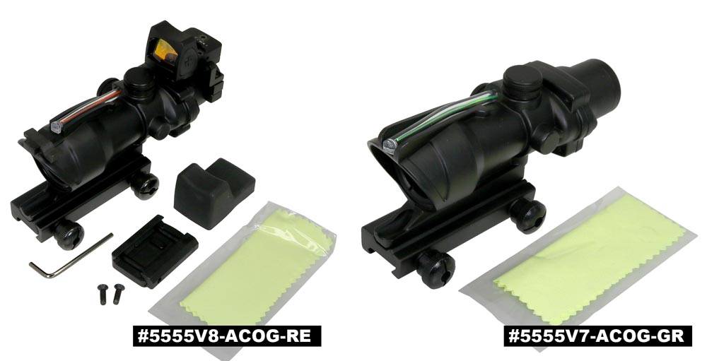 電池不要の光ファイバー集光式ドットサイト OP ACOGタイプ V7,V8をご