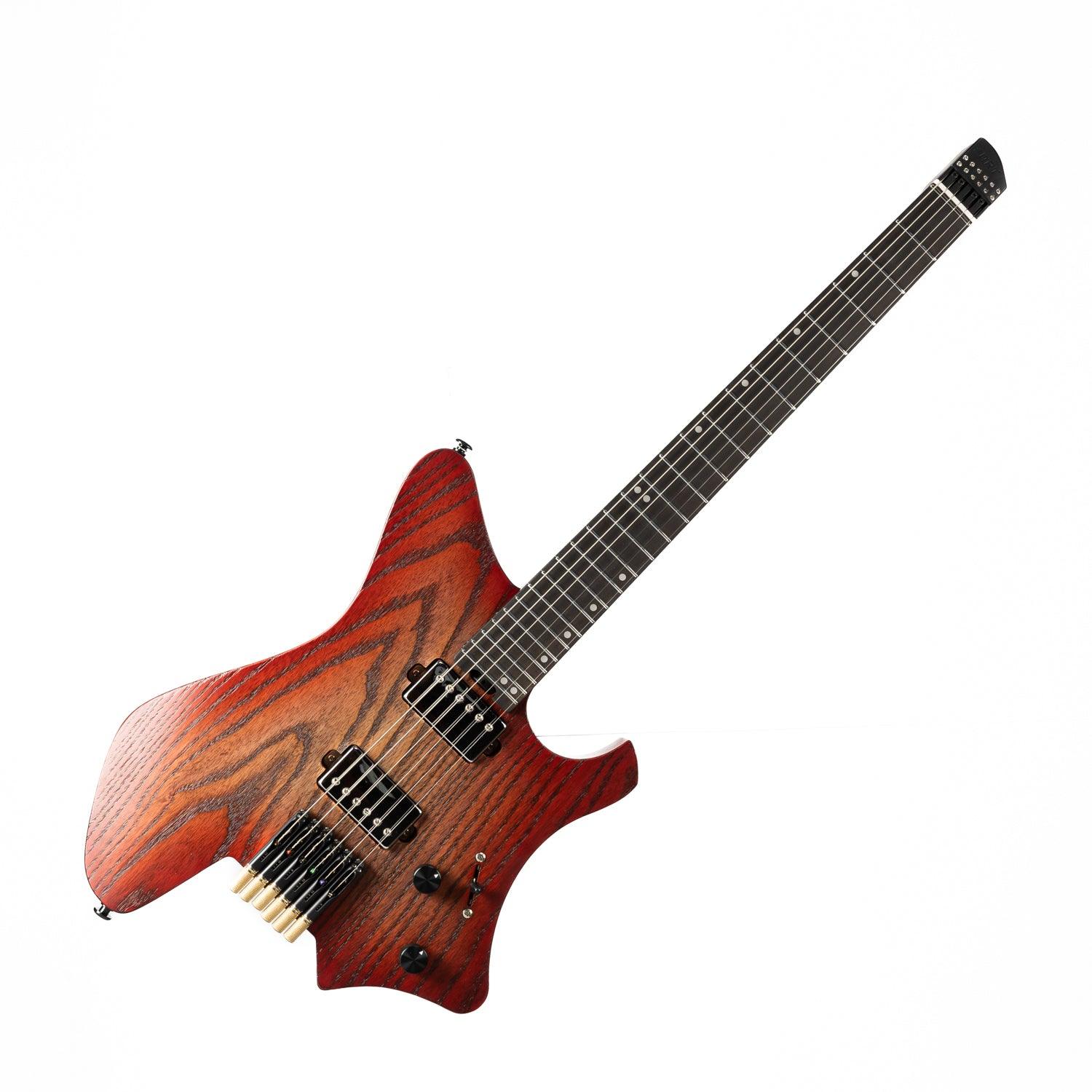 Eart Guitars GW2-Pro Ash Body Wenge Neck Headless Electric, Red