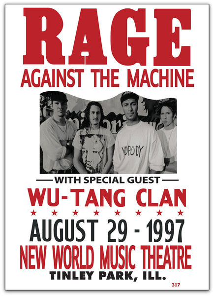 Concert poster for Rage Against The Machine (Tinley Park, 1997