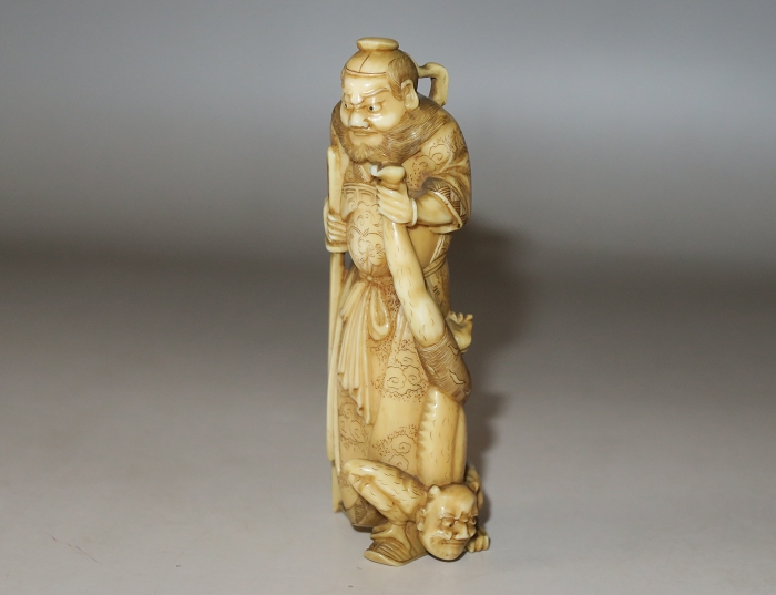 送料無料 時代物 古牙彫根付 幅4.5cm 重27g 博物館展示レベル—幕末