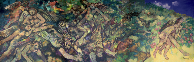 福沢一郎リトグラフ アダムとエヴァ 福沢一郎リトグラフ アダムと