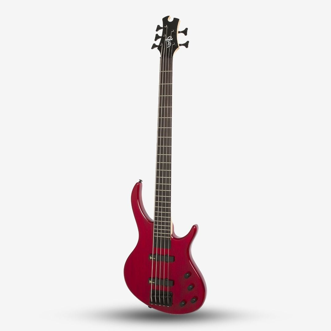 Epiphone Toby Deluxe V 5 String Bass Guitar, Translucent Red