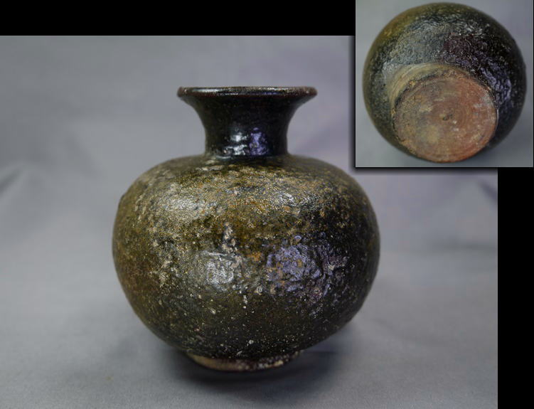 骨董 アンティーク 古琉球 嘉瓶 渡名喜瓶 徳利 緑釉 八重山古陶 壺屋 民藝