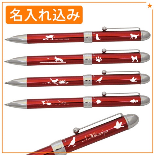 名入れ込み】動物柄 プラチナ ダブル3アクション 多機能ペン ＃70