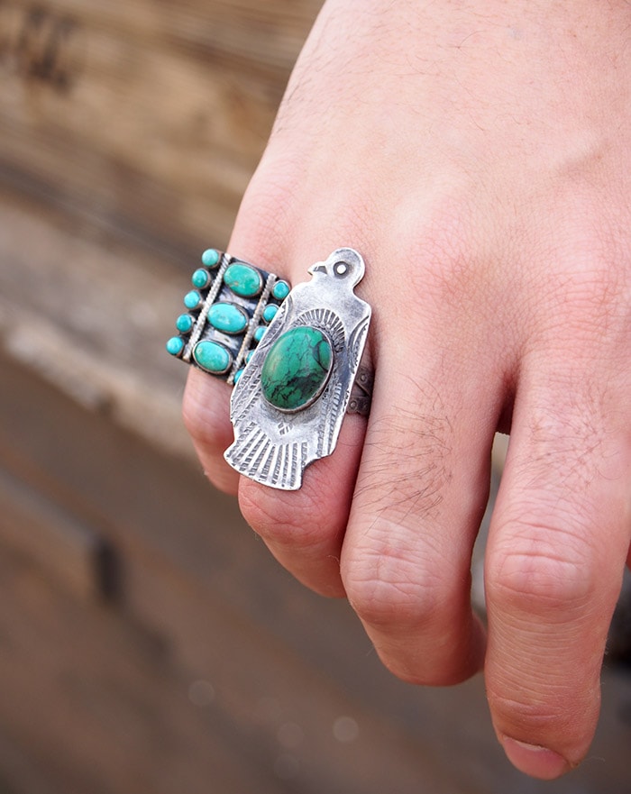 1940s Vintage Navajo ナバホ族 ターコイズリング オン サンダーバード