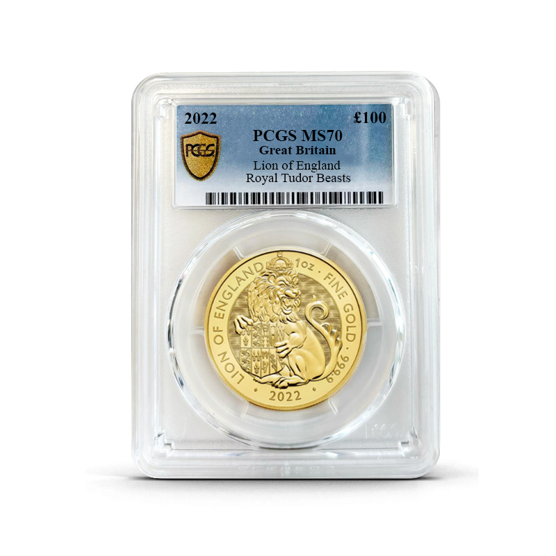 PCGS Certified Tudor Beasts - Lion of England 2022 MS70 - Gold Capital