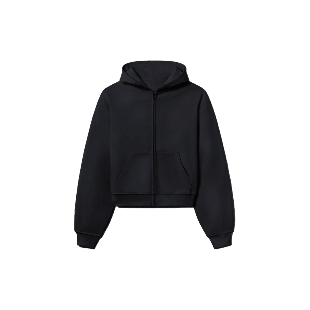 1800 GSM 'Black' Zip-Up Hoodie – Humane Blanks