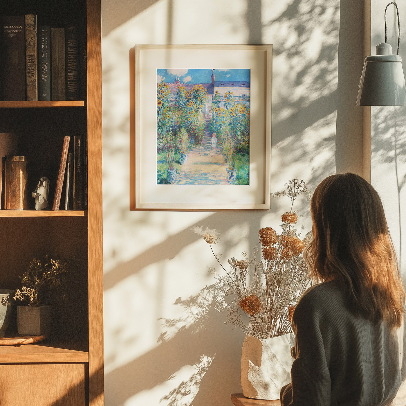 クロード・モネ 「ヴェトゥイユの画家の庭」アートポスター（フレーム