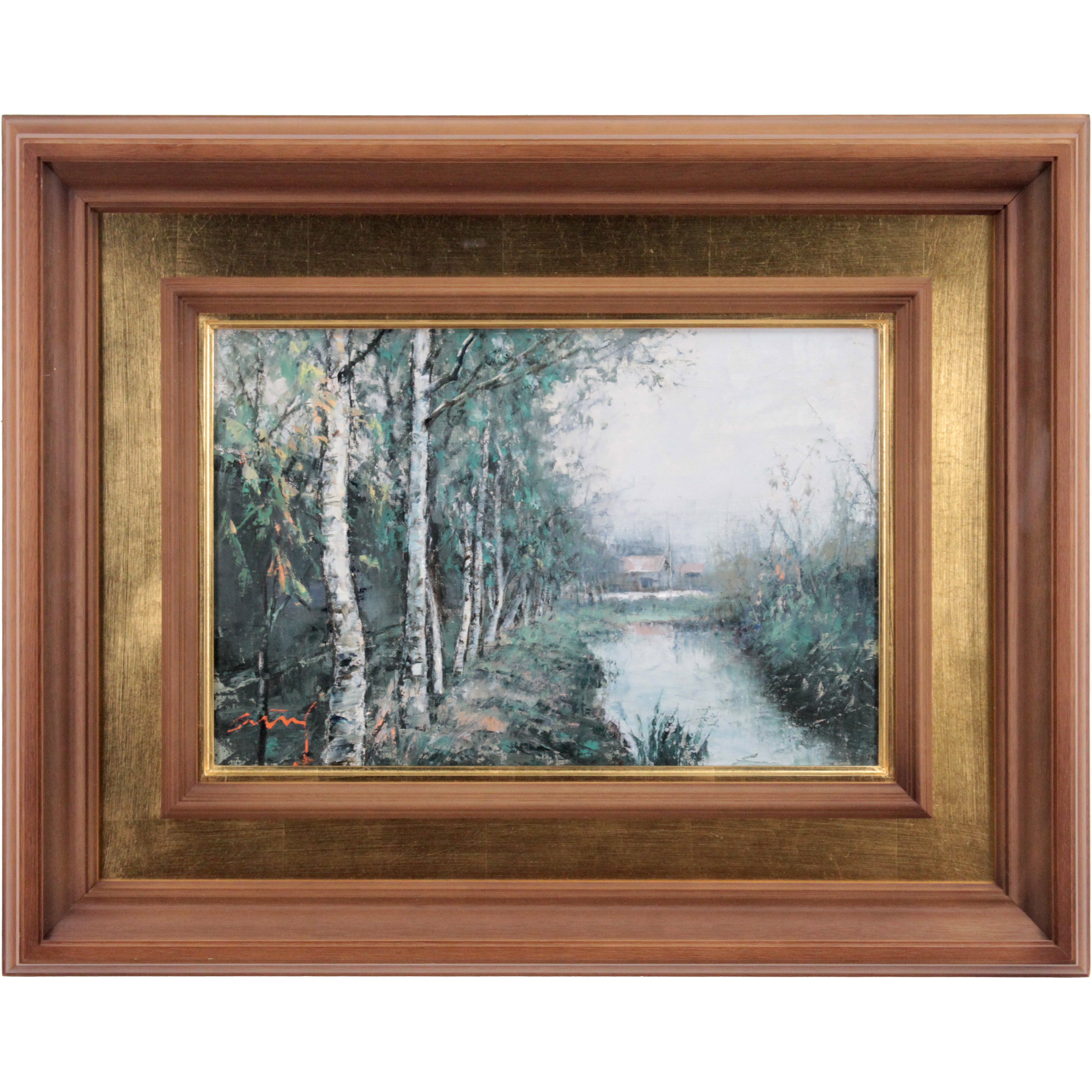 佐藤あつ子 『白樺並木』 油彩画 - 北海道画廊