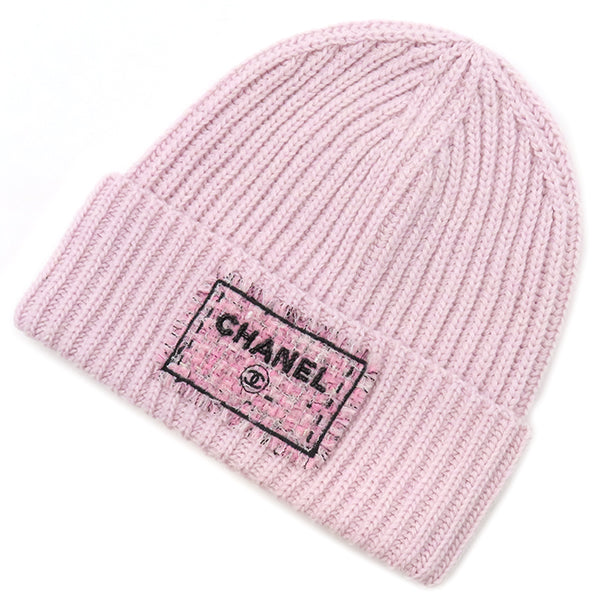 CHANELニット帽❤︎ブラック&ピンク 25B 最新作 シャネルニット帽