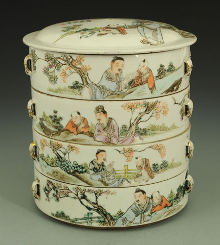 03062 中国美術 古玩 唐物 江西瓷業公司 高台 蓋付 青花茶碗