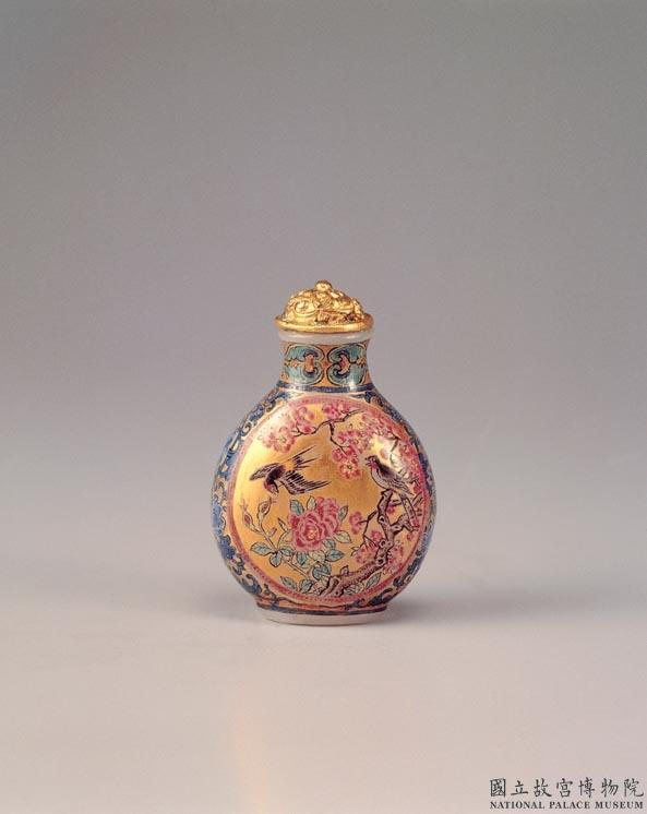 旧蔵 清代 乾隆年制 銅胎 琺瑯彩 花開富貴 雙喜臨門