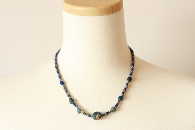 3世紀 (ジェンネ ブルーアイビーズ ネックレス) とんぼ玉 美しい