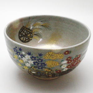 S922茶碗『染付馬絵』『平安寺尾陶象 造』共箱抹茶碗茶道具