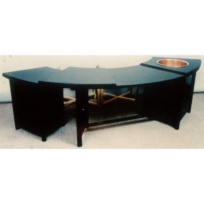 製造中止【茶器/茶道具 立礼棚】 末広棚 即中斎好写し 椅子2客付 小川